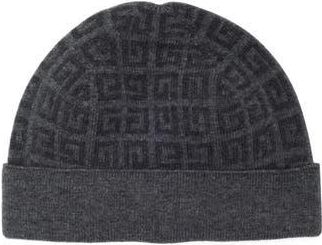 Givenchy Logo Jacquard Wool & Cashmere Beanie in Grey Multi at Nordstrom Rack
