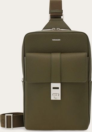 Ferragamo Men Hug buckle sling bag Green