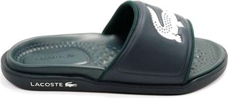 Lacoste Mens Croco Dualiste Slide Sandal In Dark Green
