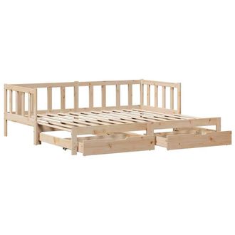 Berkfield Home Versatile Daybed with Trundle & Drawers without Mattress 80x200 cm in Light Tan