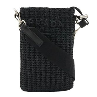 Prada Pre-owned Raffia 2way Phone Bag - Dames - Pre-owned - Zwart - Maat: ONE Size
