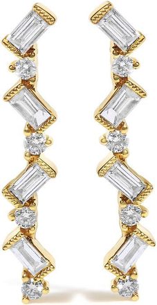 House of Brilliance 14K Yellow Gold 1/2 Cttw Diamond Zig Zag Drop Earrings (I-J Color, SI2-I1 Clarity)