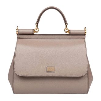 Dolce & Gabbana Mud Dauphine Leather Handbag