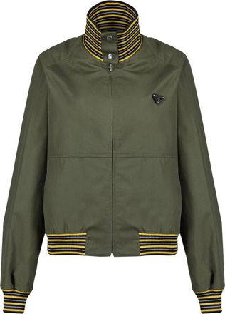 Prada Poplin Turtleneck Jacket - Dames - Bomber jackets - Groen - S - Katoen - Jassen