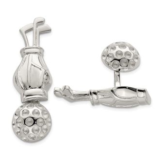 Diamond2Deal Sterling Silver Reversible Golf Clubs & Ball Cufflinks