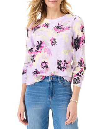 Nic+Zoe Nic+Zoe Tossed Florals Cashmere-Blend Sweater