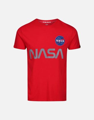 Alpha Industries Alpha Industries Mens NASA Reflective Logo T-Shirt | Red - Size: 40