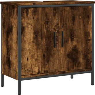 vidaXL Armario lavabo baño madera ingeniería roble ahumado 60x30x60 cm Vidaxl