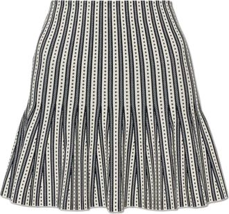 Alexander McQueen Gestreept Gebreide Minirok - Dames - Korte rokken - Beige - XS - Polyester - Rokken