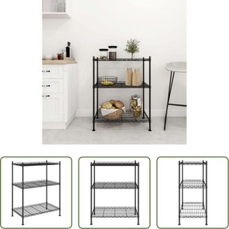 vidaXL vidaXL Scaffale per cucina - Scaffale a 3 Livelli 60x35x76 cm Nero 150 kg
