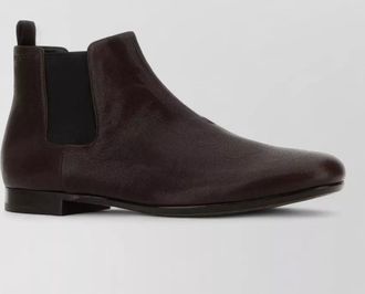 Prada leather ankle boots almond toe pull tab