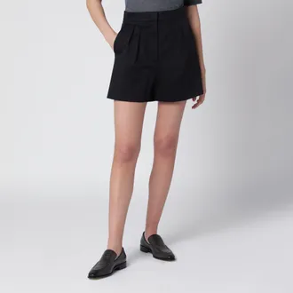 Max Mara Shorts in raso di cotone stretch neri