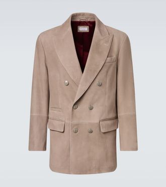 Brunello Cucinelli Double-breasted suede blazer