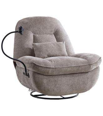 Home Heavenly Sill&oacute;n con relax el&eacute;ctrico giratorio con brazo flexible en color beige