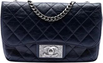Chanel Pre-owned Quilted Crossbody Bag - Dames - Vintage Schoudertas - Blauw - ONE Size - Leer - Vintage