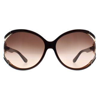 Ferragamo Round Womens Dark Brown Grey Gradient SF600S - One Size