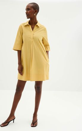 Contemporaine Womens Johnny collar poplin dress