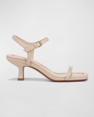 Vince Coco Leather Kitten-Heel Sandals