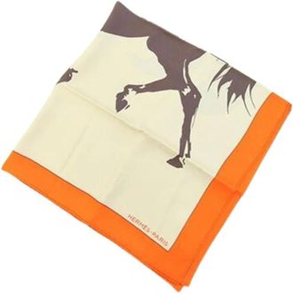 Herm&egrave;s Pre-owned Silk Scarf - Dames - Vintage Accessoires - Beige - ONE Size - Vintage