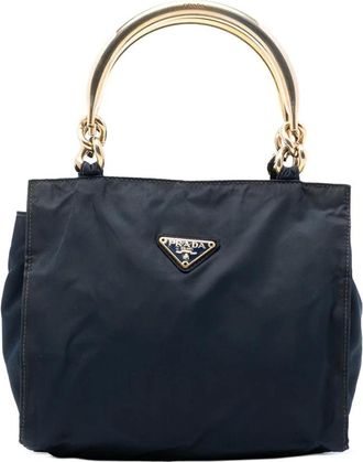 Prada Pre-owned Handbags, female, Blue, Size: ONE SIZE Pre-owned Top Handle Bag
