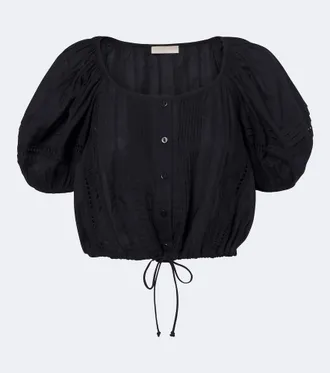 Ulla Johnson Clara embroidered cotton crop top