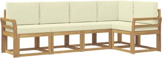 vidaXL Conjunto De Sof&aacute;s De Exterior 5 Uds. Blanco Y Crema Vidaxl