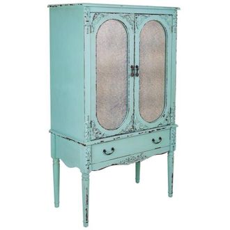 Wanderlust Deco Armario De Madera Azul 80x42x140