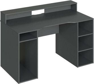 Dmora Scrivania Phoenix, Scrittoio multifunzione moderno da Gaming, Tavolo da studio porta PC e porta CD, Tavolo da studio con ripiani, 136x67h88 cm