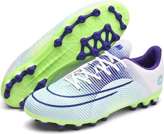 Generic Mens Low-top Breathable Soccer Cleats - Lightweight Lace-up Turf Football Shoes for Women - Anti-Slip Baseball Shoes (Purple-Long Cleats,10.5)