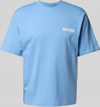 Review Regular Fit T-Shirt aus Baumwoll-Viskose-Mix in Hellblau, Größe XL