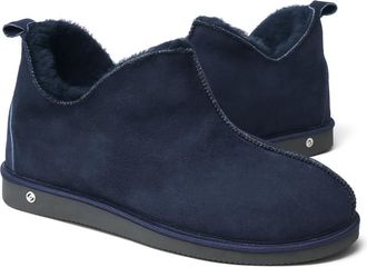 Generic Mens Genuine Sheepskin Slippers, Warm Mid-Top Boot With Suede Upper and Lightweight EVA Sole Dakota1 Navy Blue (Navy Blue, 13, UK Footwear Size System