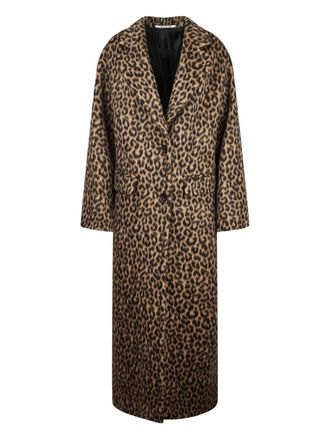 Tagliatore leopard-print single-breasted coat - Brown