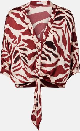 Poupette St Barth Azia printed tie-detail satin blouse