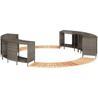 vidaXL Bordo per Spa Grigio in Polyrattan e Legno Massello di Acacia vidaXL
