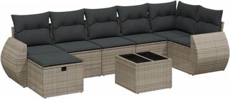 vidaXL Vidaxl - Set De Sof&aacute;s De Jard&iacute;n 8 Pzas Y Cojines Rat&aacute;n Sint&eacute;tico Gris