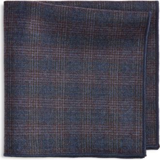 Clifton Wilson Navy & Maroon Plaid Wool Pocket Square at Nordstrom