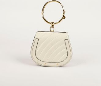 Chlo&eacute; Small White Leather Nile Tote Bag