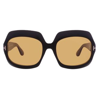 Tom Ford Ren Light Brown Square Ladies Sunglasses FT1155 01E 60