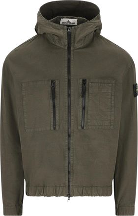 Stone Island Hooded Cropped Jacket with Elasticated Hem and Utility Details