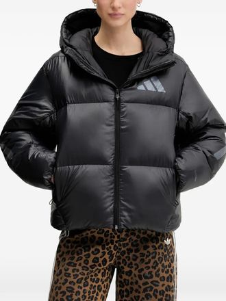 adidas logo-print hooded jacket - women - Recycled Polyester/Duck Down/Duck Feathers - M - Black