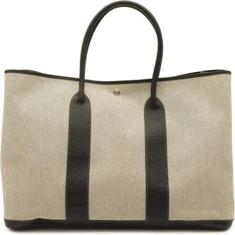Herm&egrave;s Black Gray Yellow Toile H Shoulder Bag Tote Bag (Pre-Owned)