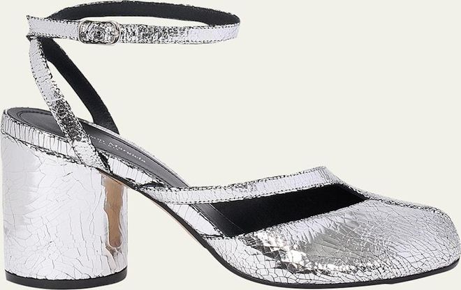 Tabi Broken Mirror Leather Split-Toe Pumps