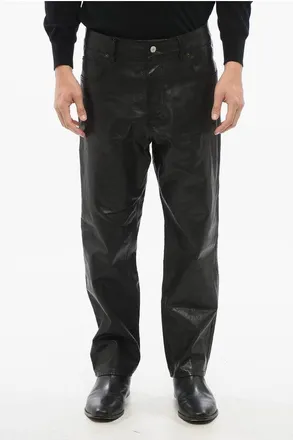 Gucci 5-Pocketed Leather Pants with Belt Loops size 48