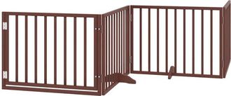 vidaXL Dog Gate with Door Foldable 12 Panels Brown 960 cm Poplar Wood vidaXL