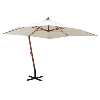 vidaXL Sombrilla Colgante Con Palo De Madera Blanca 300x300 Cm Vidaxl