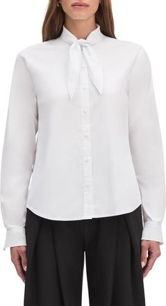 Favorite Daughter Grateau Cotton Blend Button-Up Shirt in White at Nordstrom, Size X-Small