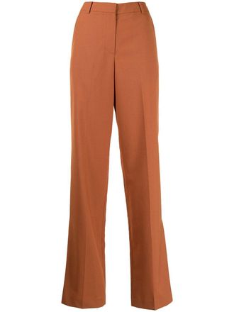 pushBUTTON high-waist flared trousers - Orange