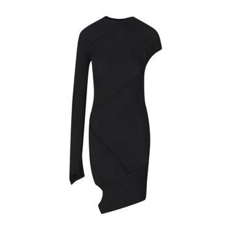 Balenciaga Short Dresses, female, Black, Size: S Spiral Mini Dress High Neck Ribbed