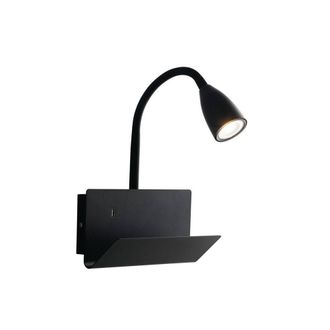 Netlighting Gulp Flexible Arm Reading Usb Wall Lamp Shelf Black GU10