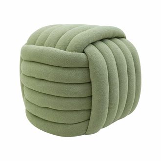Mobili Rebecca Pouf reposapi&eacute;s moderno en forma de ovillo de tela verde oscuro